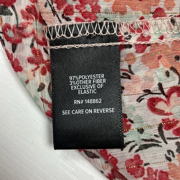 Torrid Floral Metallic Sheer Chiffon Button Down Long Sleeve Blouse Boho 2X - Picture 9 of 10